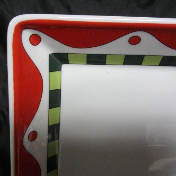 FITZ & FLOYD STOCKING STUFFERS SQUARE SERVING DISH CHRISTMAS MOTIF - Picture 1 of 5